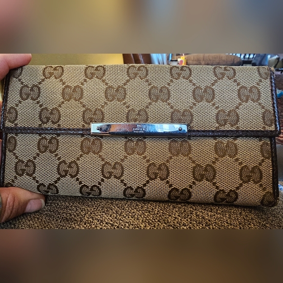 Gucci Long Wallet G logos Beige Brown Authentic - Picture 2 of 12